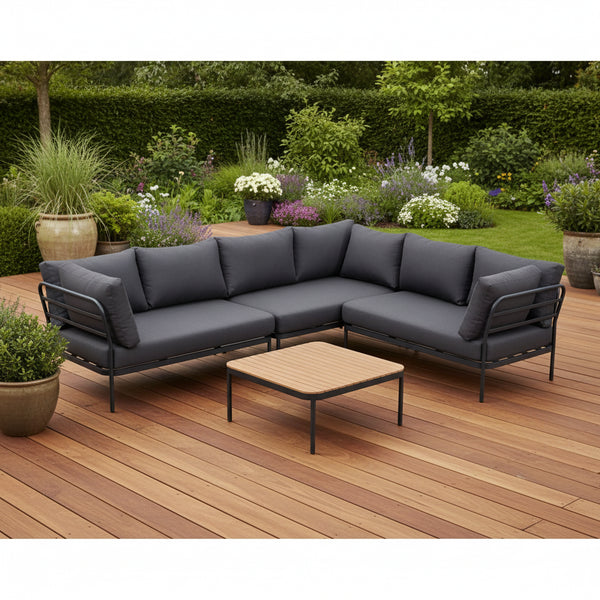 Barths Bordeaux Lounge-Set - Komplettes Outdoor-Set mit Polywood & Aluminium | Farbe Anthrazit