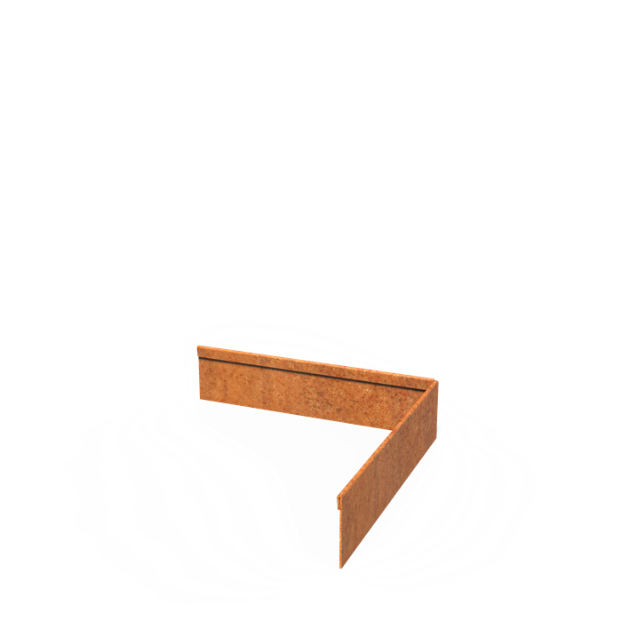 Cortenstahl Rasenkante - Rasenkante eck Gewalzte Oberrand - 300 x 300 x 70 mm