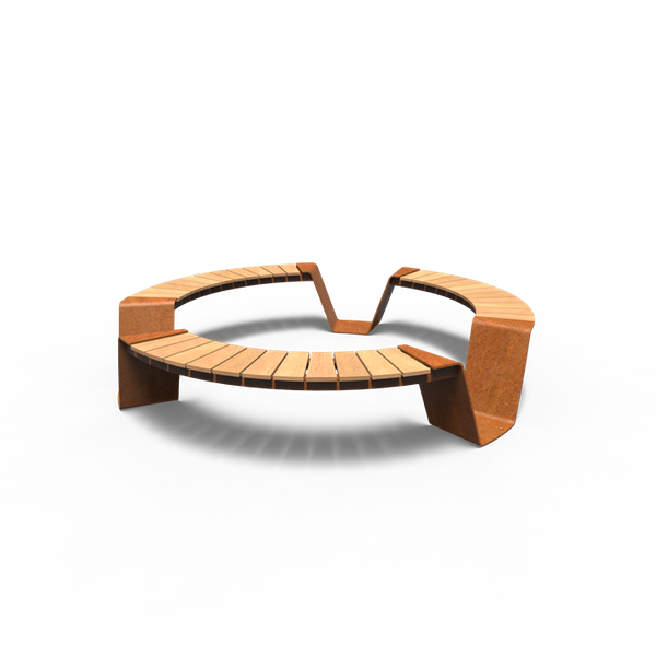 DUNC Runde Stadtbank 2300x2300x450 mm - Cortenstahl | Innendurchmesser 1700 mm, 174 kg