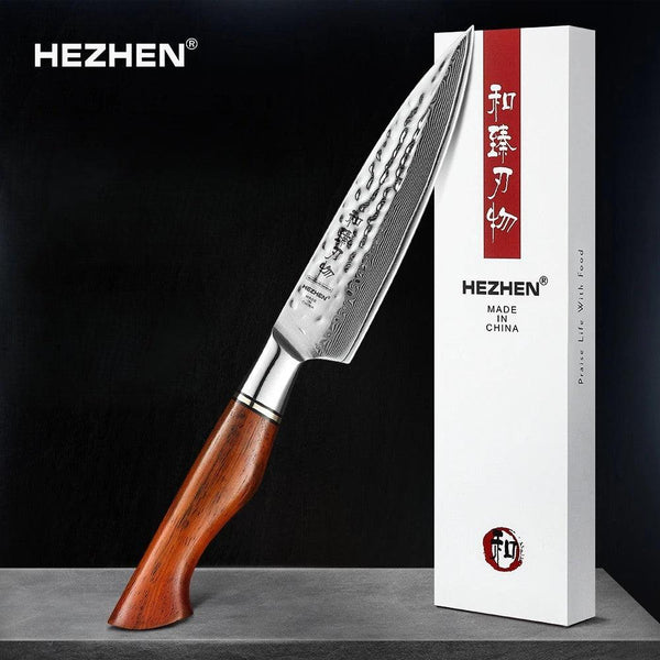 HEZHEN Santoku Damastmesser - Master Series 5 Zoll | 73-Lagen Premium Qualität