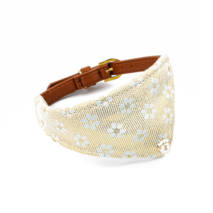 Hundehalsband Tierluxe Eleganz , PU Leder , Blumen , Gold