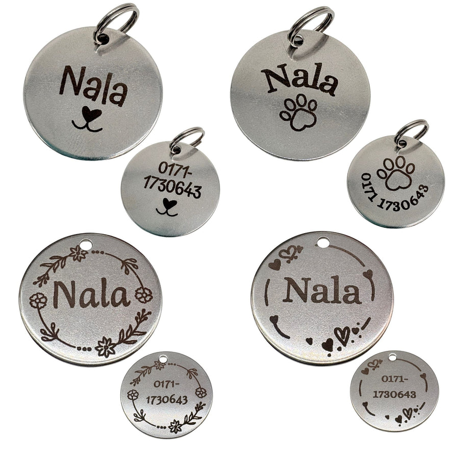 Hundemarke mit beidseitiger Gravur I Edelstahl I 25mm I Anhänger graviert
