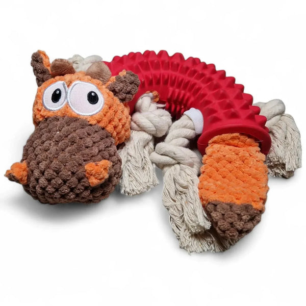 Hundespielzeug Welpe Naturkautschuk mit Seiltau aus Baumwolle