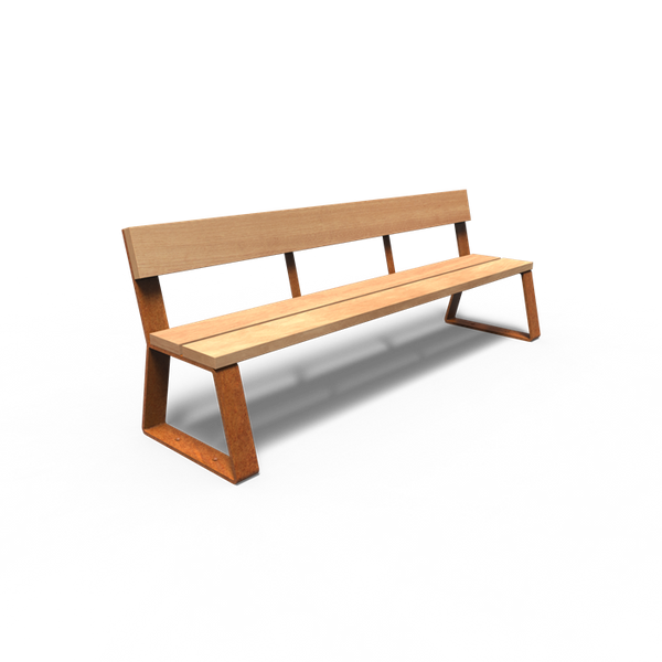 Cortenstahl Bänke MIO mit Rückenlehne