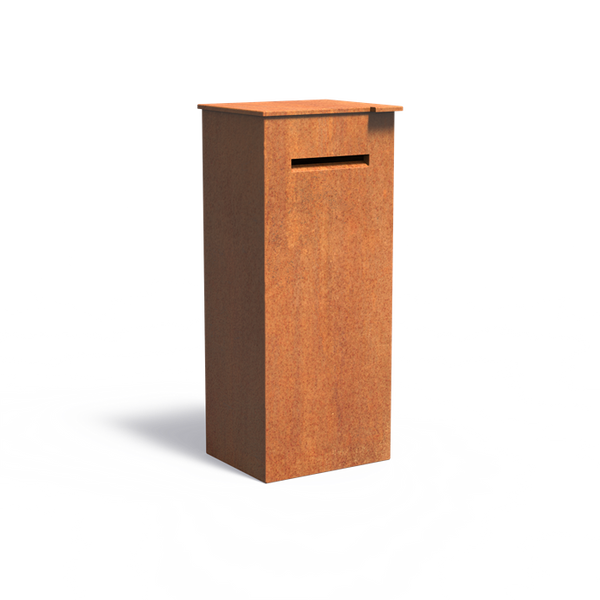 Cortenstahl Briefkasten freistehend CASE 514 x 454 x 1200 mm