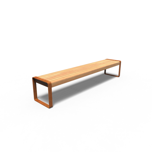 Cortenstahl Bänke STORR ohne Rückenlehne 2300 x 440 x 430 mm