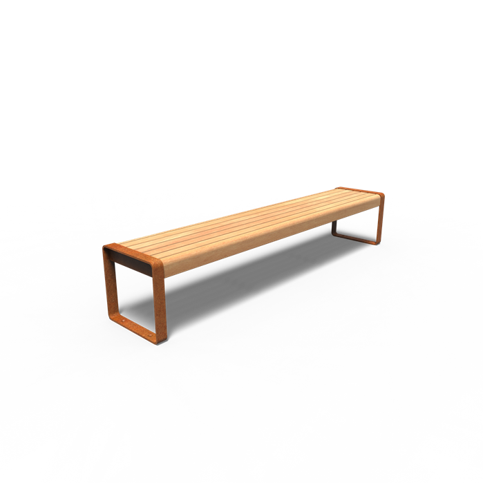 Cortenstahl Bänke STORR ohne Rückenlehne 2300 x 440 x 430 mm