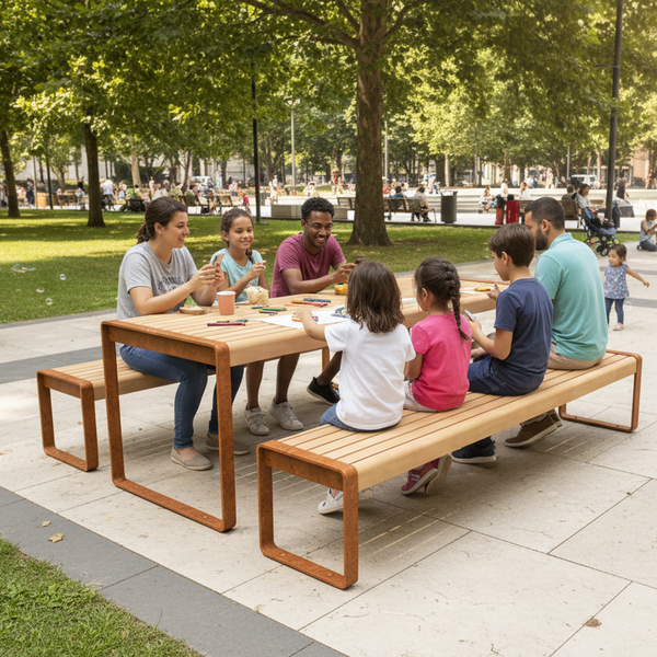 Cortenstahl Picknick Sets STORR Picknick Set 2300 x 2070 x 750 mm