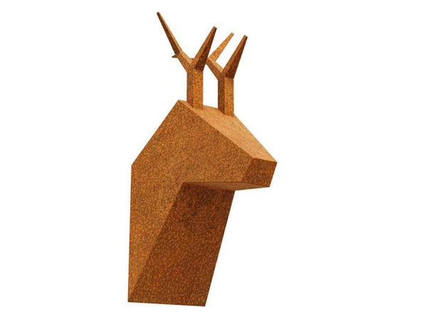 Gämsengeweih Cortenstahl - Wanddeko Geweih Skulptur