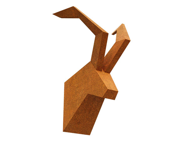 Steinbockgeweih Cortenstahl Wanddeko Geweih Skulptur