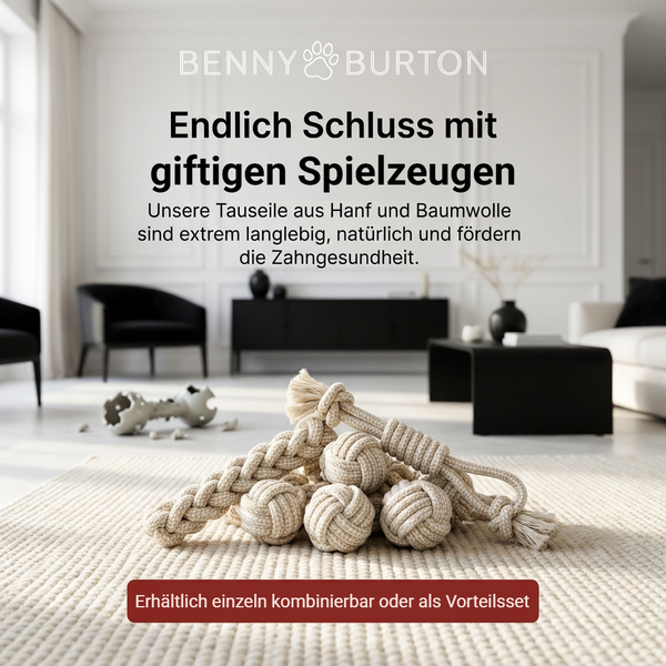 Hundespielzeug Seil Kauspielzeug reißfest aus ungebleichten Baumwolle Hanf Mix