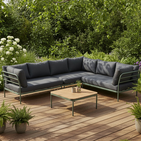 Barths Bordeaux Lounge-Set - Komplettes Outdoor-Set mit Polywood & Aluminium | Grünes Gestell