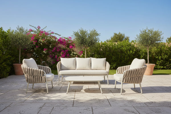 Barths Torino Lounge-Set - Komplettes Outdoor-Set mit Sofa & Tisch | Aluminium, Farbe Sand