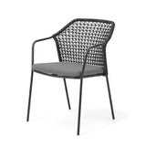 Gartenmöbelset Malor - Runder Teakholz-Tisch Ø135 cm mit 4 Buranto-Stühlen | Stahl & Seil, Anthrazit