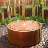 CBR7 (1 fountain + LED) - Cortenstahl,Wasser elementen,Wassertische rond,800 x 400 mm