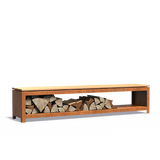 Cortenstahl Holzlager LOGG seat 2000 x 400 x 424 mm