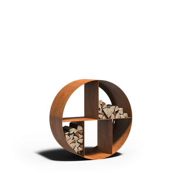 Cortenstahl Holzlager LOGG ronde 1000 x 400 mm
