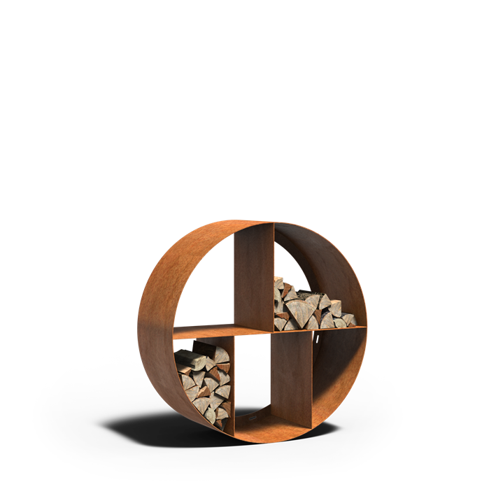 Cortenstahl Holzlager LOGG ronde 1000 x 400 mm