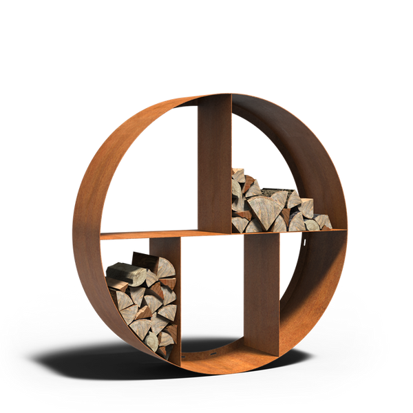 Cortenstahl Holzlager LOGG ronde 1500 x 400 mm