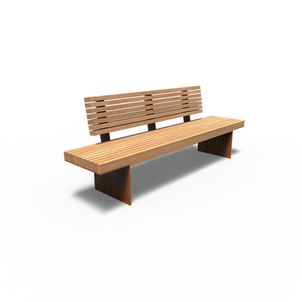 Cortenstahl Bänke BORG mit Rückenlehne 2300 x 670 x 1023 mm