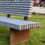 Cortenstahl Bänke BORG mit Rückenlehne 2300 x 670 x 1023 mm