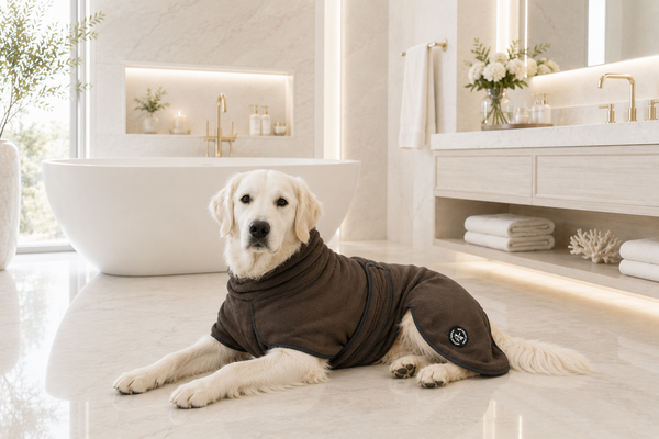 Hundebademantel & Schlafmantel Bambusfrottee (2-in-1) „Truffle Brown“
