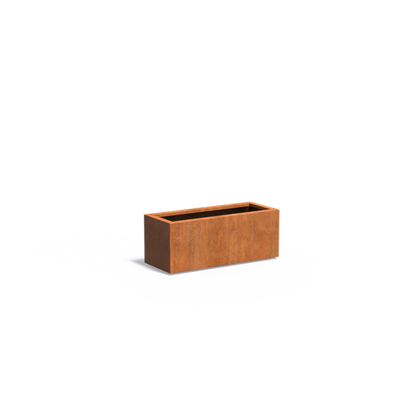 Cortenstahl Pflanzkübel CARREZ mit Boden 100x40x40 cm - Inkl. Stützfüße, 5 Jahre Garantie