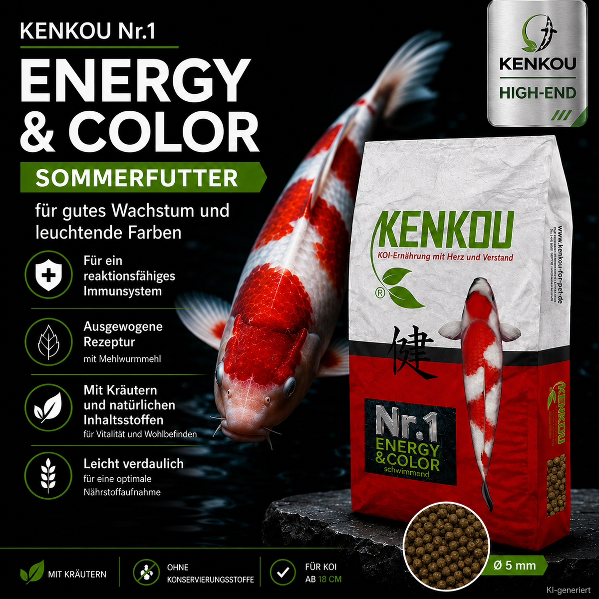 KENKOU® Nr.1 -Energy & Color - 5mm  Koifutter teilsinkend