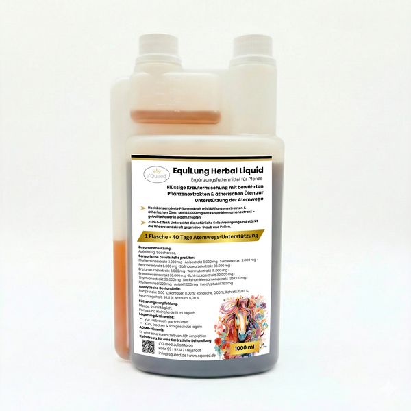 EquiLung Herbal Liquid 1000ml – flüssiges Ergänzungsfuttermittel zur Unterstützung der Atemwege bei Pferden