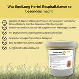 EquiLung Herbal RespiraBalance – Kräutermischung für Pferde in Phasen physiologisch vermehrter Schleimbildung oder bei beanspruchten Atemwegen