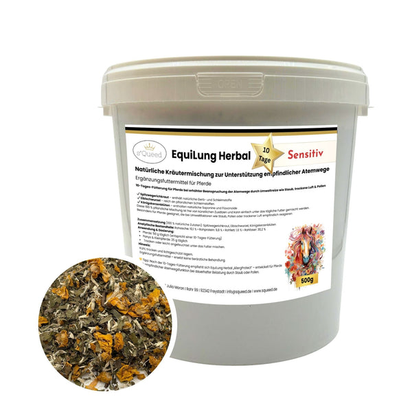 EquiLung Herbal Sensitiv – Kräutermischung für Pferde zur Unterstützung der Atemwege bei hoher Belastung durch Staub, Pollen & Umweltreize