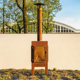 Cortenstahl Gartenkamin DIGNA 500 x 500 x 950 mm