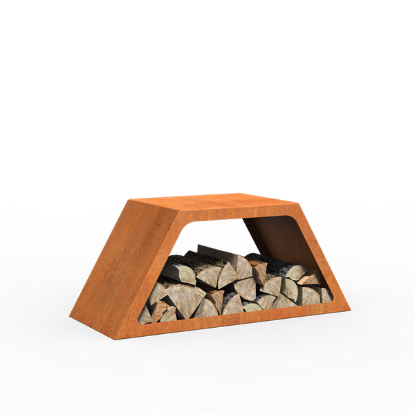 Cortenstahl Holzlager HEX 915 x 400 x 800 mm