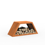 Cortenstahl Holzlager HEX 915 x 400 x 400 mm