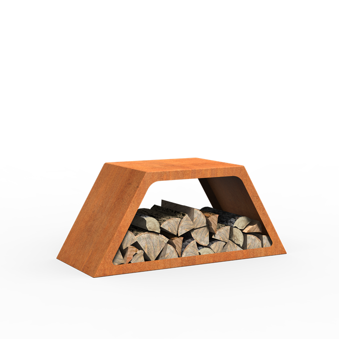 Cortenstahl Holzlager HEX 915 x 400 x 400 mm