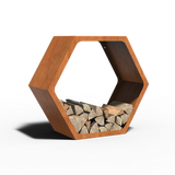 Cortenstahl Holzlager HEX