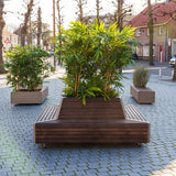 Cortenstahl Greenpoints STORR mit Eckbank 2300 x 2300 x 850 mm