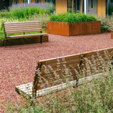 Cortenstahl Bänke GRO mit Rückkenlehne 1500 x 625 x 1040 mm