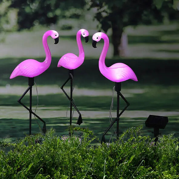 Gartenfigur Flamingo Solar 3er Set 52 cm - LED Solarstecker Gartendeko