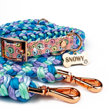 Verstellbare Führleine Tierluxe Snowy Blau Handgemacht Paracord Hundeleine