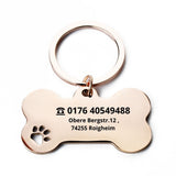 Personalisierte Hundemarke Rose Gold Edelstahl Knochen Gravur Schlüsselanhänger