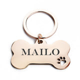 Personalisierte Hundemarke Rose Gold Edelstahl Knochen Gravur Schlüsselanhänger