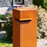 Cortenstahl Briefkasten freistehend IVAR 350 x 350 x 1200 mm