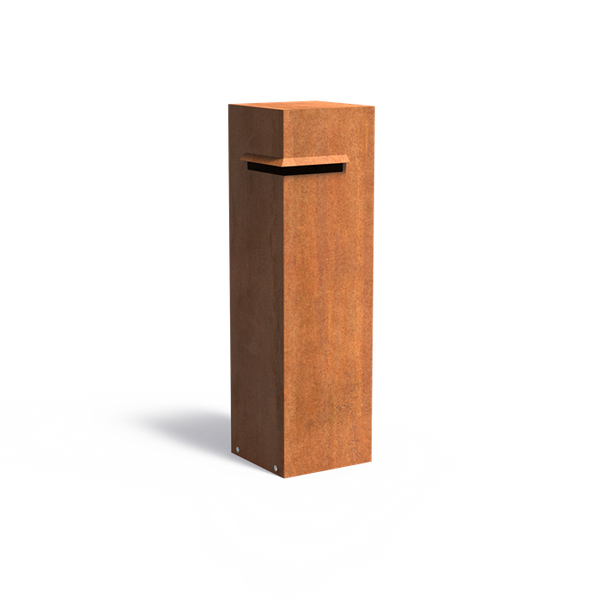 Cortenstahl Briefkasten freistehend IVAR 350 x 350 x 1200 mm