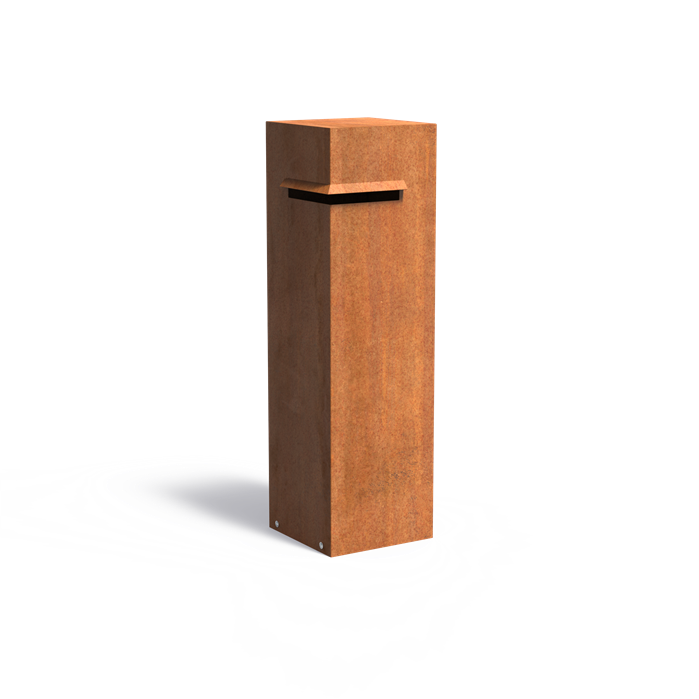 Cortenstahl Briefkasten freistehend IVAR 350 x 350 x 1200 mm