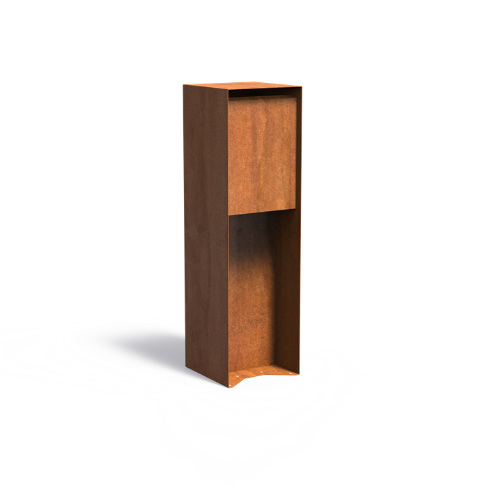 FLYN Cortenstahl Briefkasten freistehend 350 x 350 x 1200 mm