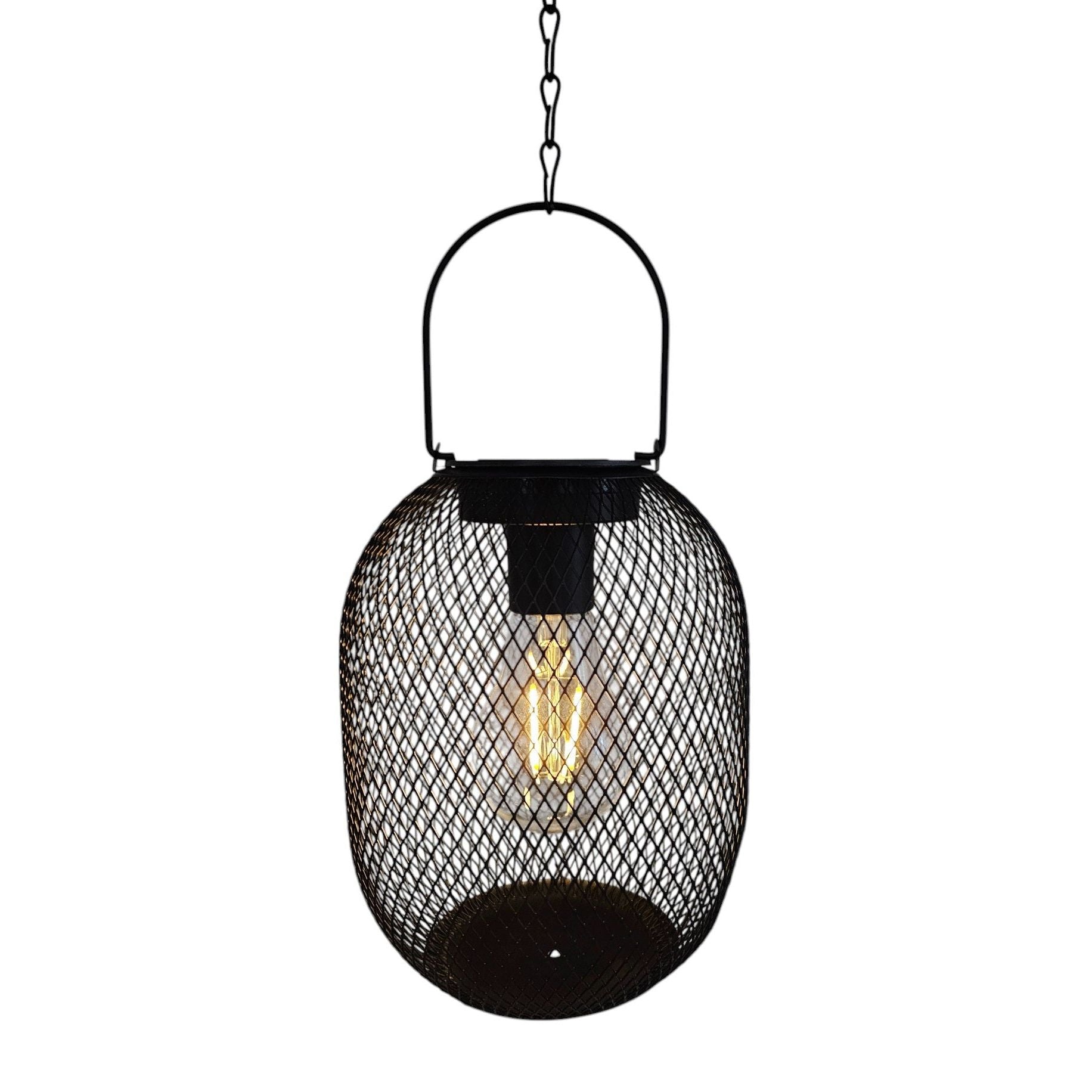 Solarleuchte Metall schwarz warmweiß - Hängelaterne Solar 64 cm