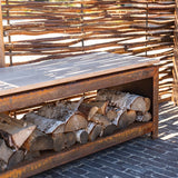 Cortenstahl Holzlager LOGG seat 2000 x 400 x 424 mm