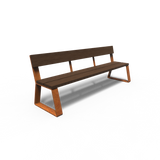 Cortenstahl Bänke MIO mit Rückenlehne 2300 x 620 x 840 mm