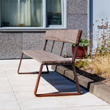 Cortenstahl Bänke MIO mit Rückenlehne 2300 x 620 x 840 mm